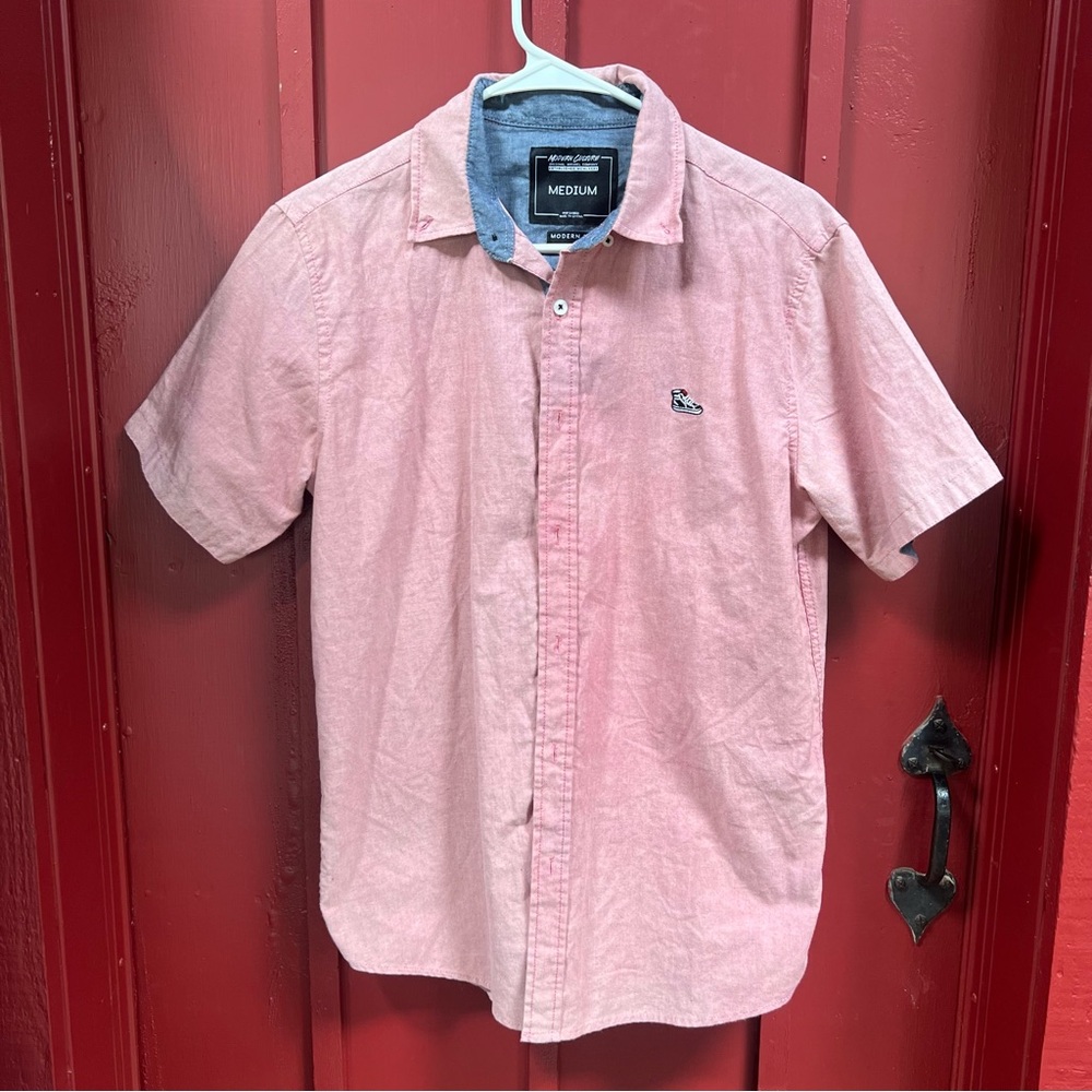 Casual Pink Button-Down Shirt by Modern Culture sneaker logo